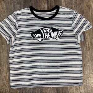 Vans Black and White Striped Short Sleeve Tee
